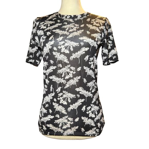 rag & bone Tops - Rag & Bone Black & White Botanical Print Stretch Knit Tee, Women's Size Small
